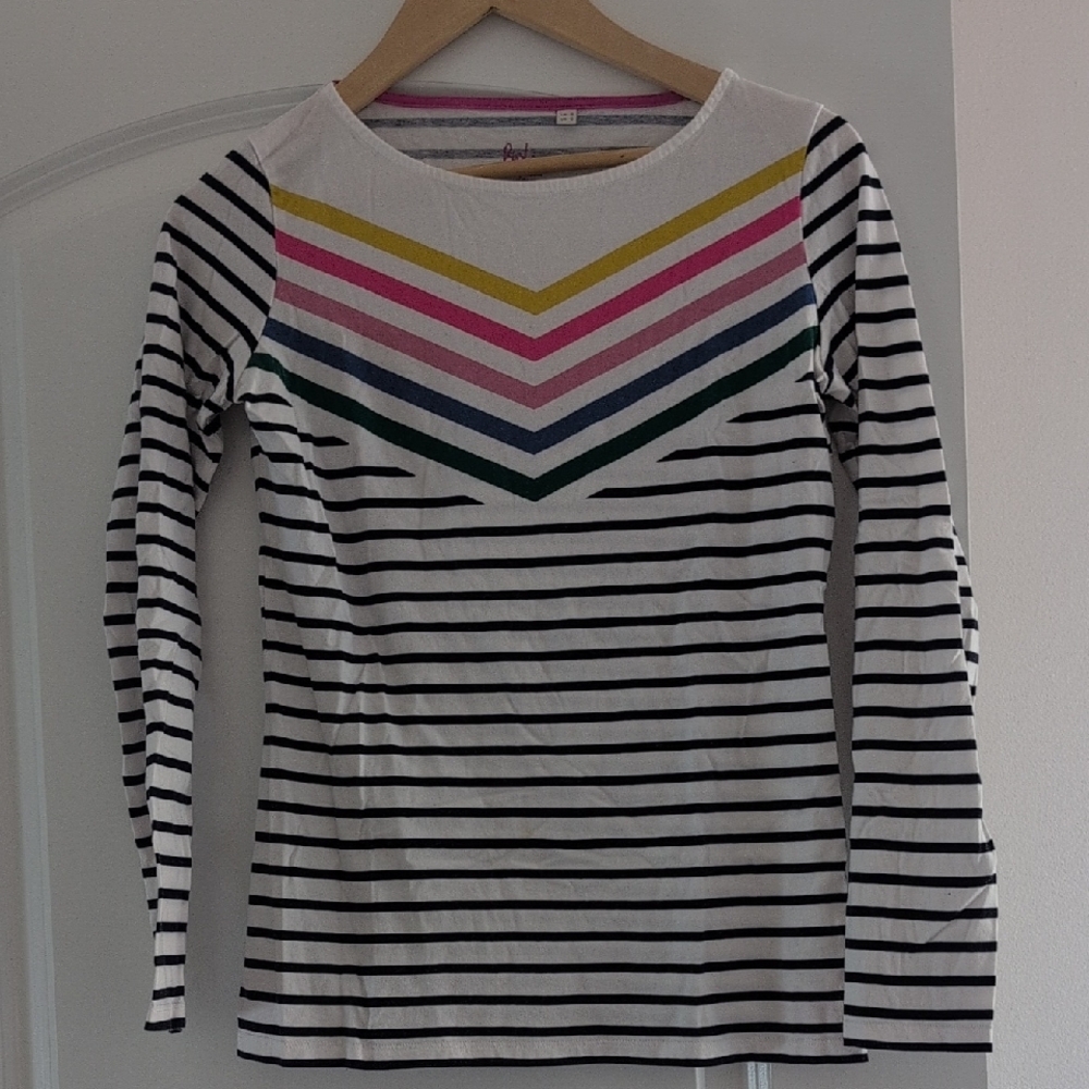 Boden Chevron Stripe Long Sleeve Top